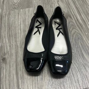 Anne Klein Sport Ursa Flat Black Snake Embossed & Patent Leather